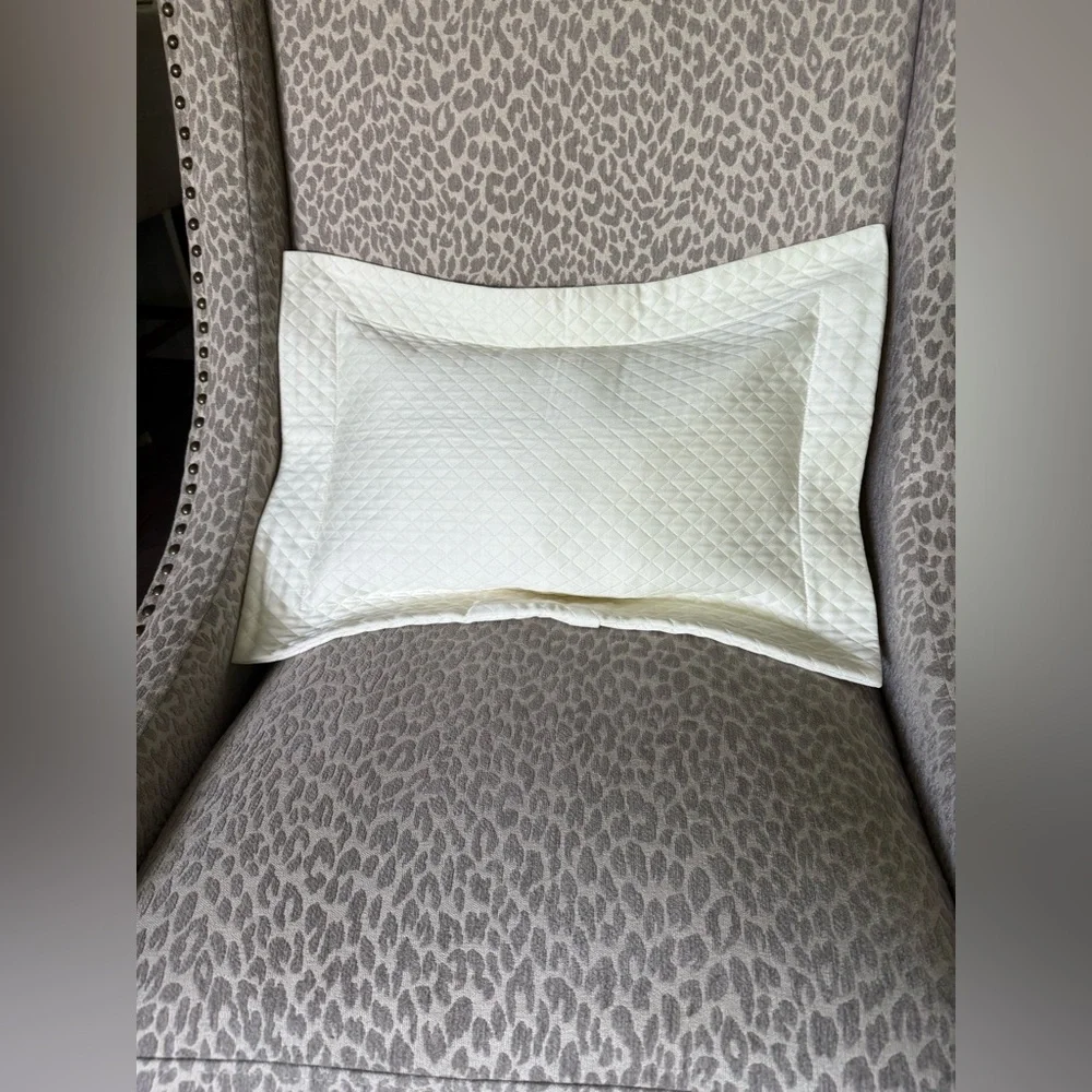 New! Restoration Hardware Diamond Cotton Ivory Boudoir Sham